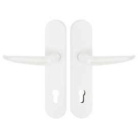 greenteQ voordeur veiligheidskrukgarnituur DG65.S216.AL.RAL9016.NS Aluminium verkeerswit gecoat mat RAL9016, afstand 92 mm PZ, vierkante as 8/10 mm de productfoto