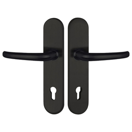 greenteQ Ingangsdeur veiligheidskrukgarnituur DG65.S216.ER.RAL9005.NS Roestvast staal zwart gecoat mat RAL9005, afstand 92 mm PZ, vierkante as 8/10 mm productfoto