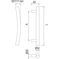greenteQ deurgreep TG12.ER 800/695 fijn mat incl.BA 15.EU H/K/A 2x45mm productfoto BIGSKZ L