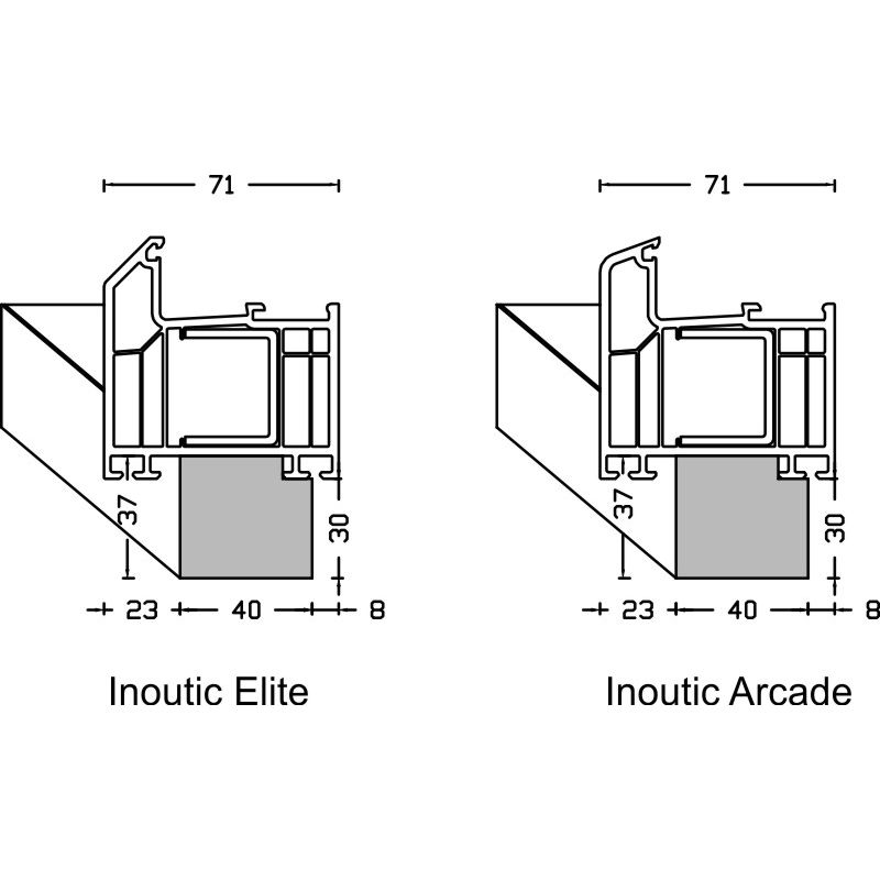 greenteQ Profil izolacyjny łączący parapet, wysoka izolacyjność 0,95 U, 2350 x 40 x 30 mm, odpowiedni do Inoutic Elite / Arcade zdjęcie produktu BIGANW L