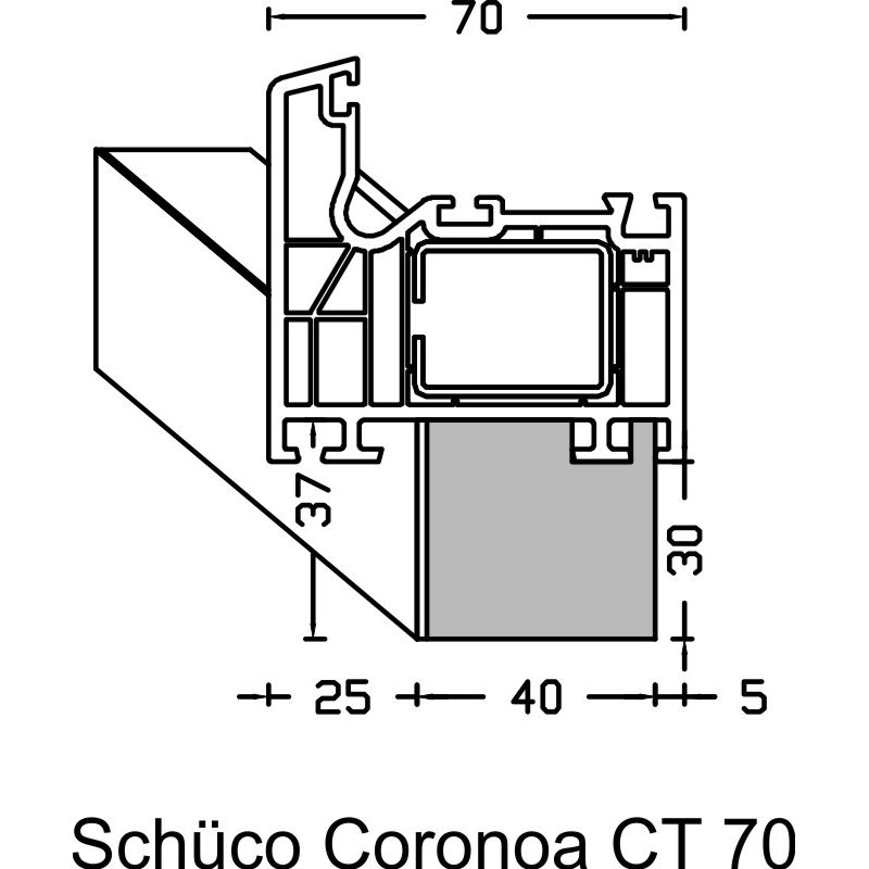 greenteQ Łącznik parapetowy profil izolacyjny, wysoka izolacyjność 0,95 U, 2350 x 40 x 30 mm, jednostronnie biały 1 mm PVC, odpowiedni do Schüco Coron zdjęcie produktu BIGANW L
