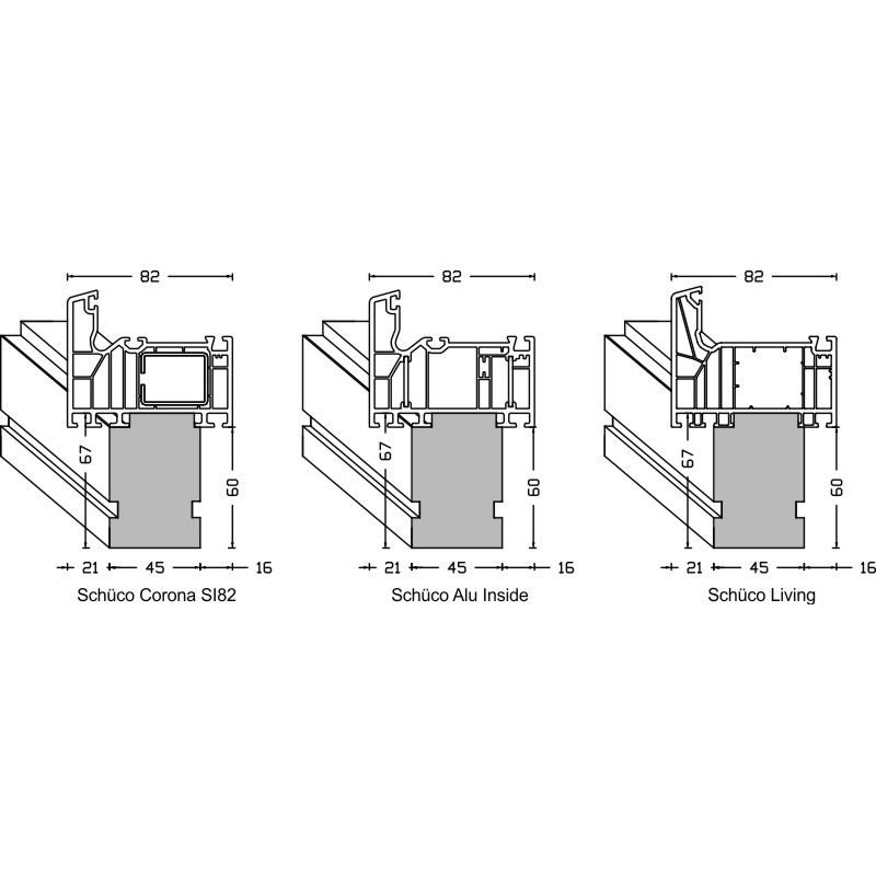 greenteQ Profil izolacyjny łączący parapet do ETICS, o wysokiej izolacyjności 0,84 U, 2350 x 45 x 60 mm, odpowiedni do Schüco Corona SI 82 / Living 82 zdjęcie produktu BIGANW L