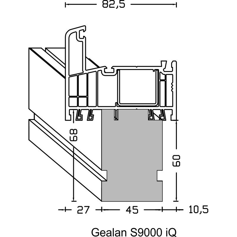 greenteQ Profil izolacyjny łączący parapet do ETICS o wysokiej izolacyjności 0,84 U, 2350 x 45 x 60 mm, odpowiedni do Gealan S9000 iQ zdjęcie produktu BIGANW L