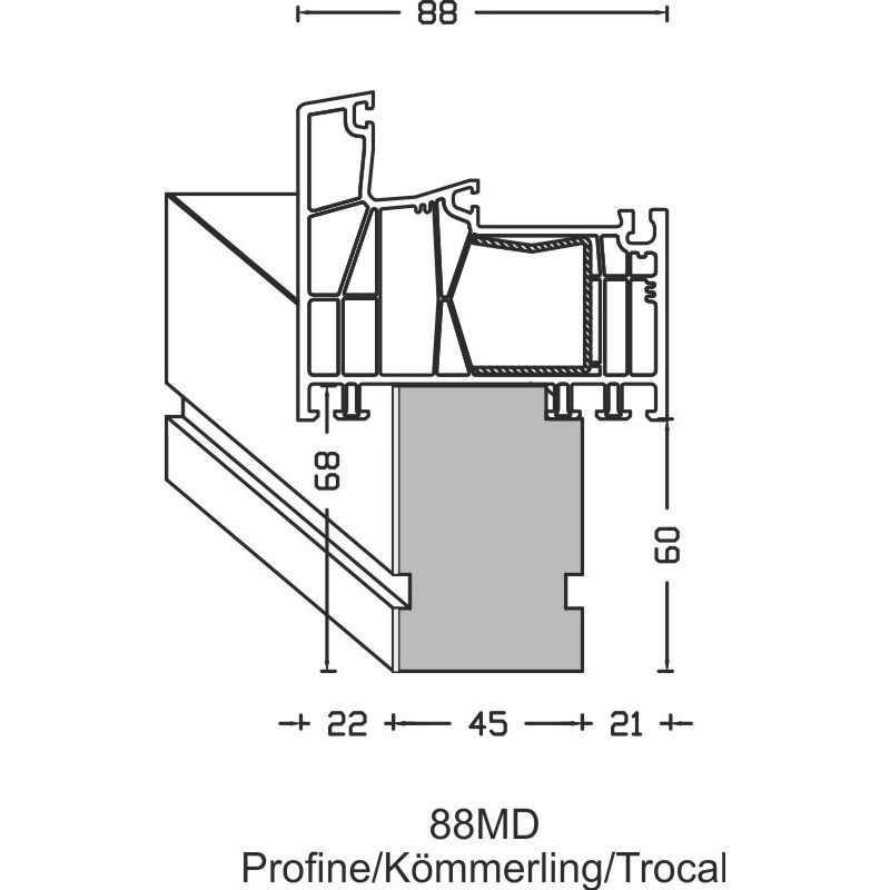 greenteQ Profil izolacyjny łączący parapet do ETICS o wysokiej izolacyjności 0,84 U, 2350 x 45 x 60 mm, jednostronnie biały 1 mm PVC, odpowiedni do Pr zdjęcie produktu BIGANW L