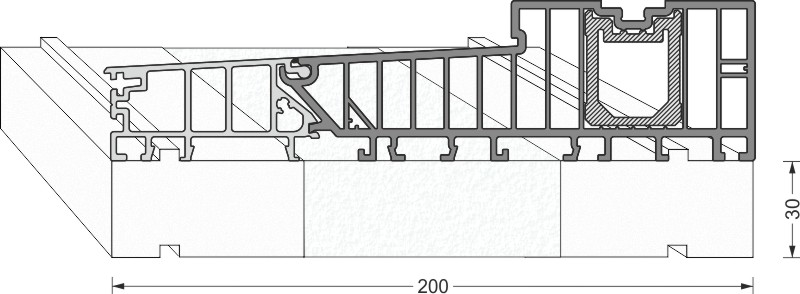 greenteQ Podprofil izolacyjny drzwi podnoszono-przesuwnych 2350x30/33x200, frezowany, bez powłoki PVC do systemu Siegenia Ecopass 203 mm zdjęcie produktu BIGANW L