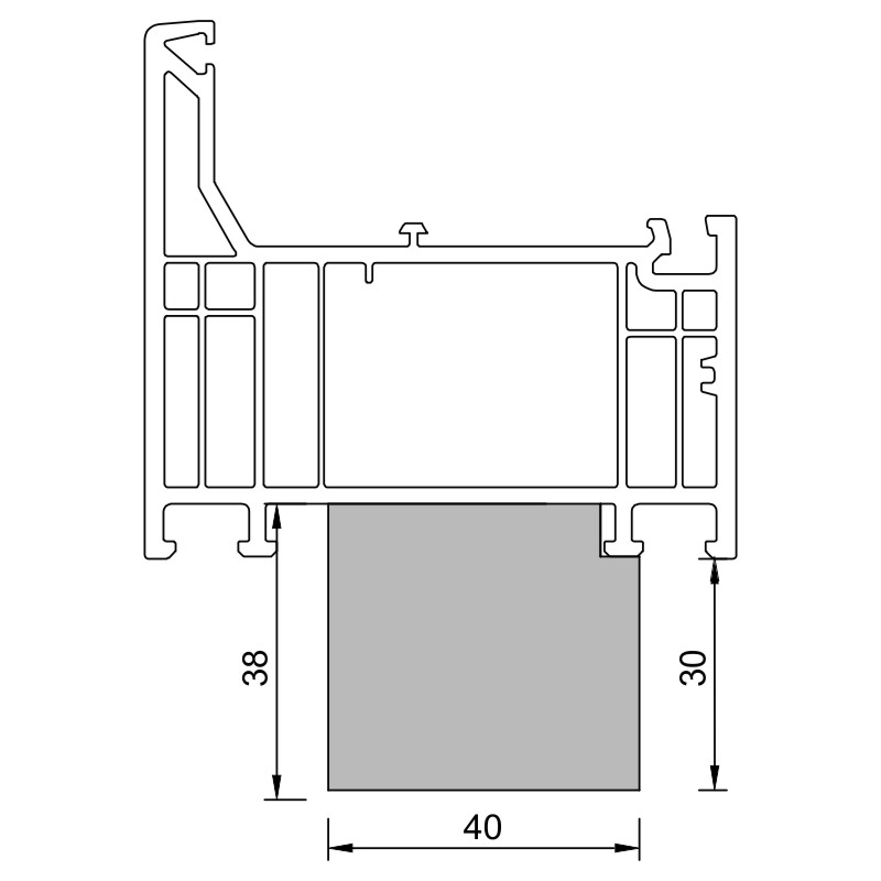greenteQ Profil izolacyjny łączący parapet, wysoka izolacyjność 0,95 U, 2350 x 40 x 30/38 mm, odpowiedni do Deceunik Elegant 76 MD zdjęcie produktu BIGANW L