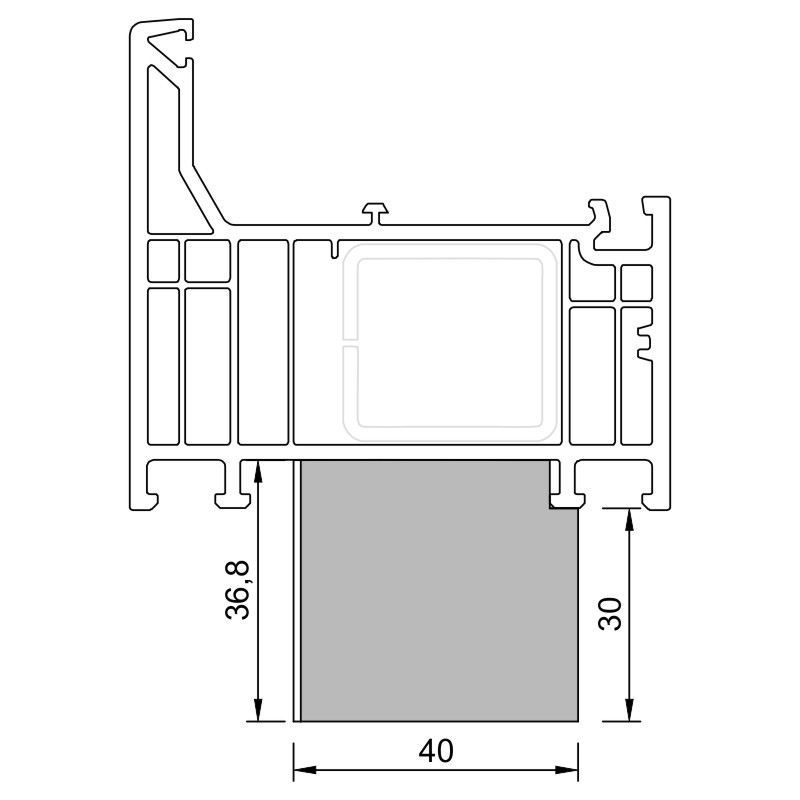 greenteQ Profil izolacyjny łączący parapet, wysoka izolacyjność 0,95 U, 2350 x 40 x 30/37 mm, 1 mm PVC biały z jednej strony, odpowiedni do wersji Dec zdjęcie produktu BIGANW L