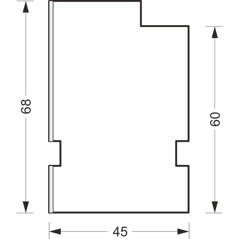 greenteQ Profil izolacyjny łączący parapet do ETICS o wysokiej izolacyjności 0,84 U, 2350 x 45 x 60 mm, 1 mm PVC biały z jednej strony, odpowiedni do zdjęcie produktu BIGSKZ L
