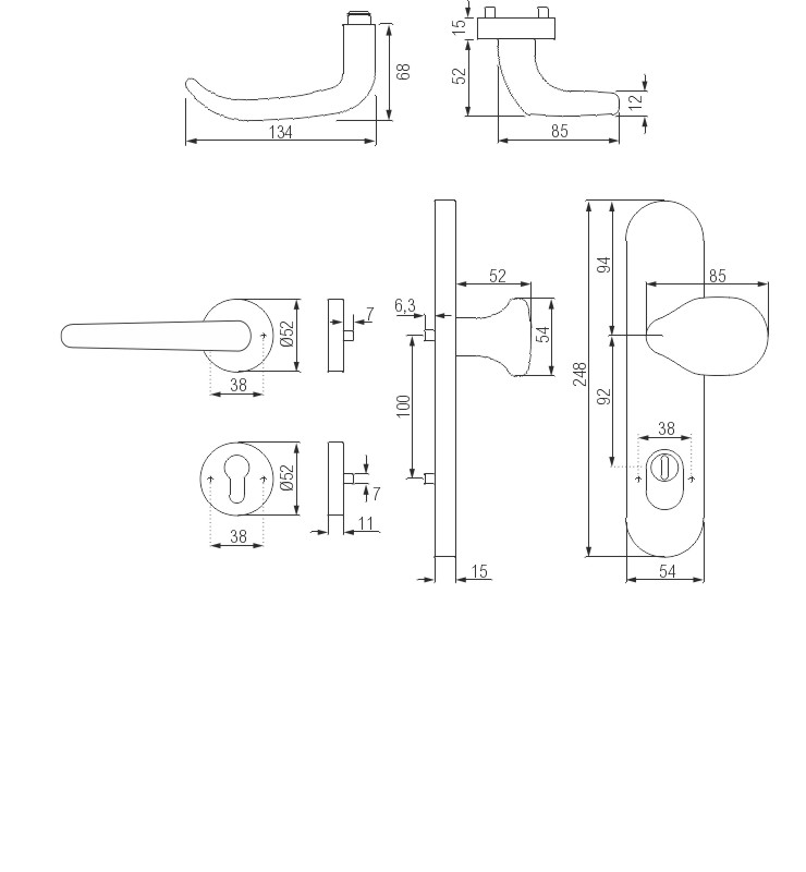 greenteQ drzwi wejściowe zestaw do drzwi antywłamaniowych DG65.S216.ZA.ER.F1.NSKWK stal szlachetna matowa, rozstaw 92 mm PZ, trzpień kwadratowy 8/10 m product photo BIGSKZ L