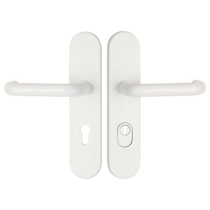 greenteQ Set de mânere de siguranță pentru ușa de intrare rezidențială DG60.S216.ZA.AL.RAL9016.NS Set de mânere de securitate pentru ușa de intrare di fotografie a produsului BIGPIC L