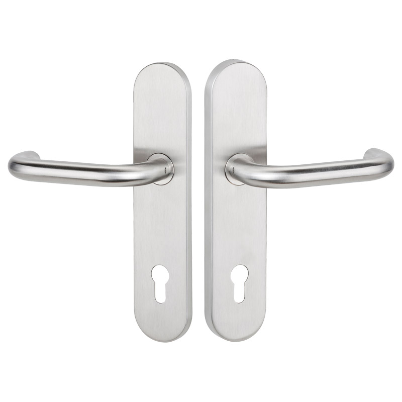 greenteQ Set de mânere pentru ușa de intrare cu pârghie de protecție antiincendiu/antipanică DG60.FS.AP.S216.ER.NS Oțel inoxidabil fin mat, distanța 9 fotografie a produsului BIGPIC L