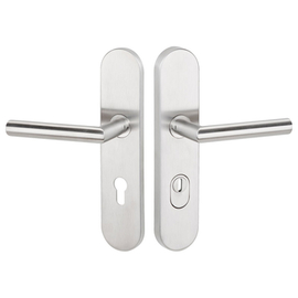 greenteQ Set de mânere pentru ușa de intrare în apartament cu protecție la foc DG61.FS.S216.ZA.ER.NS Oțel inoxidabil fin mat, distanța 72 mm PZ, ax pă fotografie a produsului