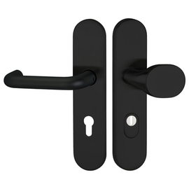 greenteQ Set pentru ușa de securitate pentru ușa de intrare rezidențială DG60.S216.ZA.ER.RAL9005.NSWK Oțel inoxidabil acoperit negru mat RAL9005, dist fotografie a produsului