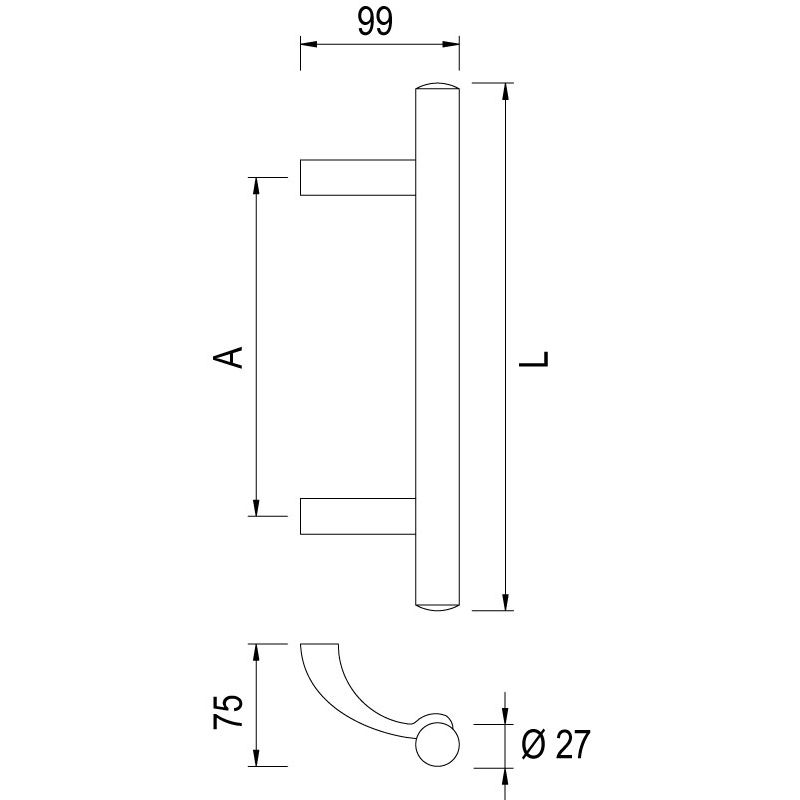 greenteQ Дверная ручка TG189.ER.GKS 320/210 матовая фотография продукта BIGSKZ L