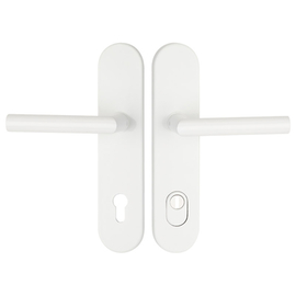 greenteQ Комплект ручек безопасности для входных дверей DG61.S216.ZA.AL.RAL9016.NS Алюминий дорожный белый с матовым покрытием RAL9016, расстояние 92 фотография продукта