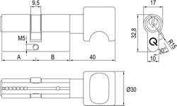 greenteQ Нажимной цилиндр SX 85 35/K50 с 3 ключами gs3 фотография продукта BIGSKZ L