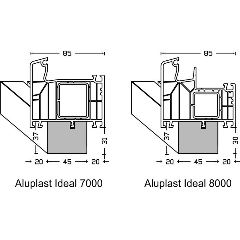 greenteQ Izolacijski profil za priključek okenske police, visoko izolativen, U-vrednost 0,84, 2350 x 45 x 30 mm, primeren za Aluplast Ideal 7000 / 800 fotografija izdelka BIGANW L