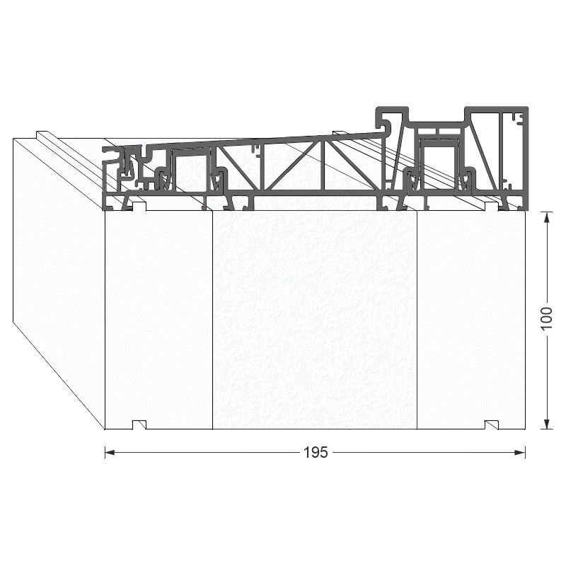 GreenteQ podkonstrukcijski izolacijski profil za dvižno-drsna vrata 2350x100/103x195, brez PVC premaza za sistem Aluplast lift-slide BF facelift fotografija izdelka BIGANW L